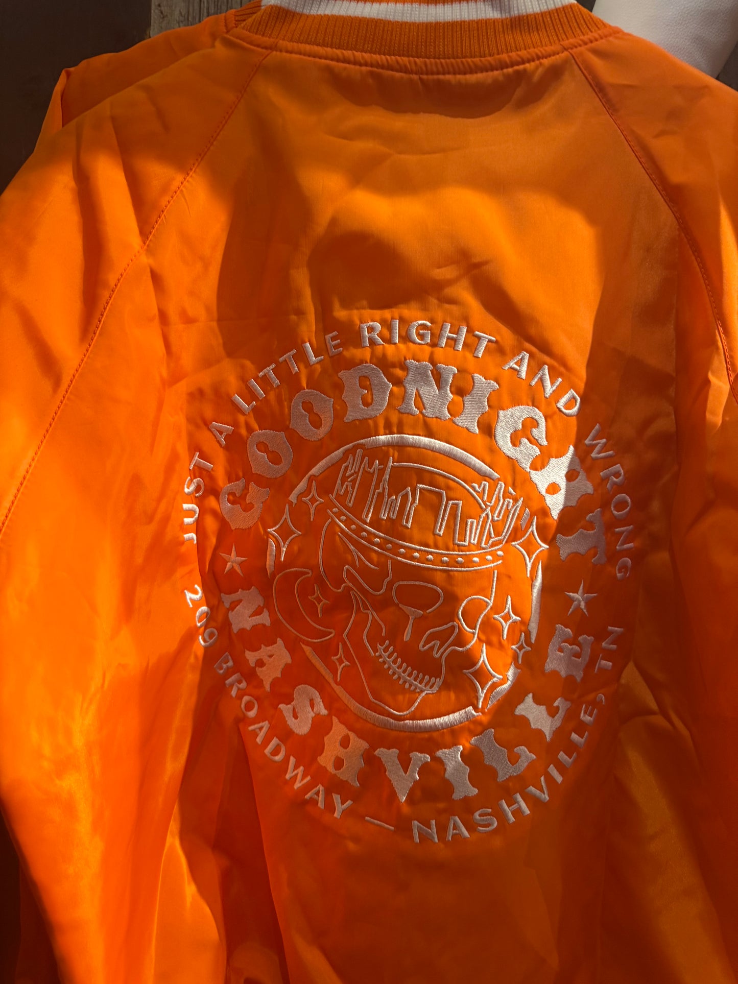 Retail Orange Varsity Satin Jacket