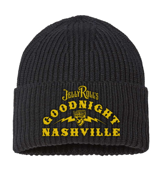 Retail Black Embroidered Beanie